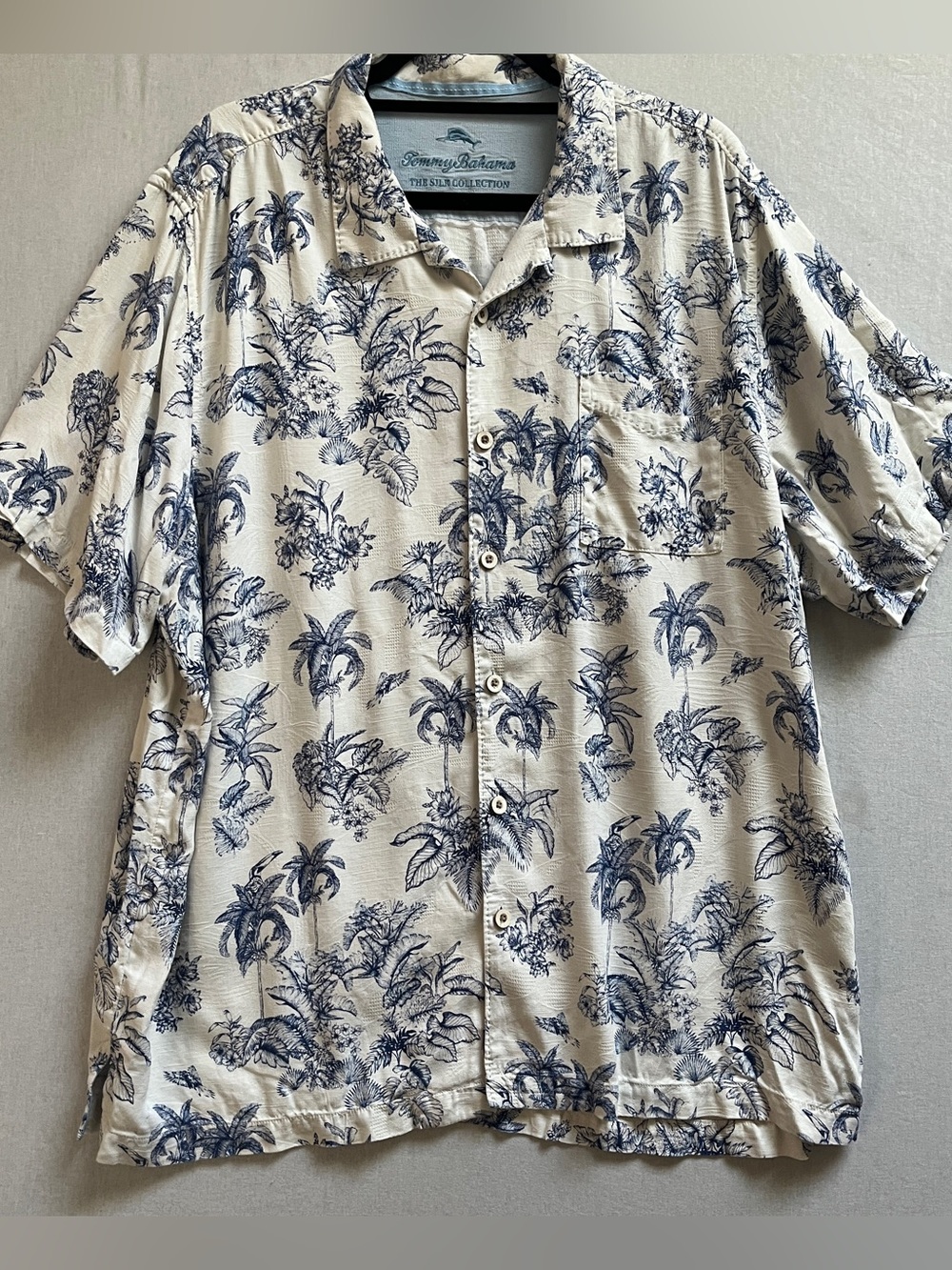 Tommy Bahama 100% Silk Short Sleeve Tropical Palm Camp Shirt XXL